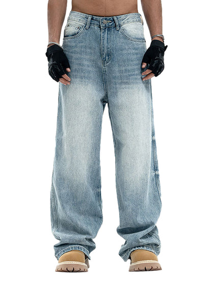 Vintage Washed Plaid Baggy Jeans