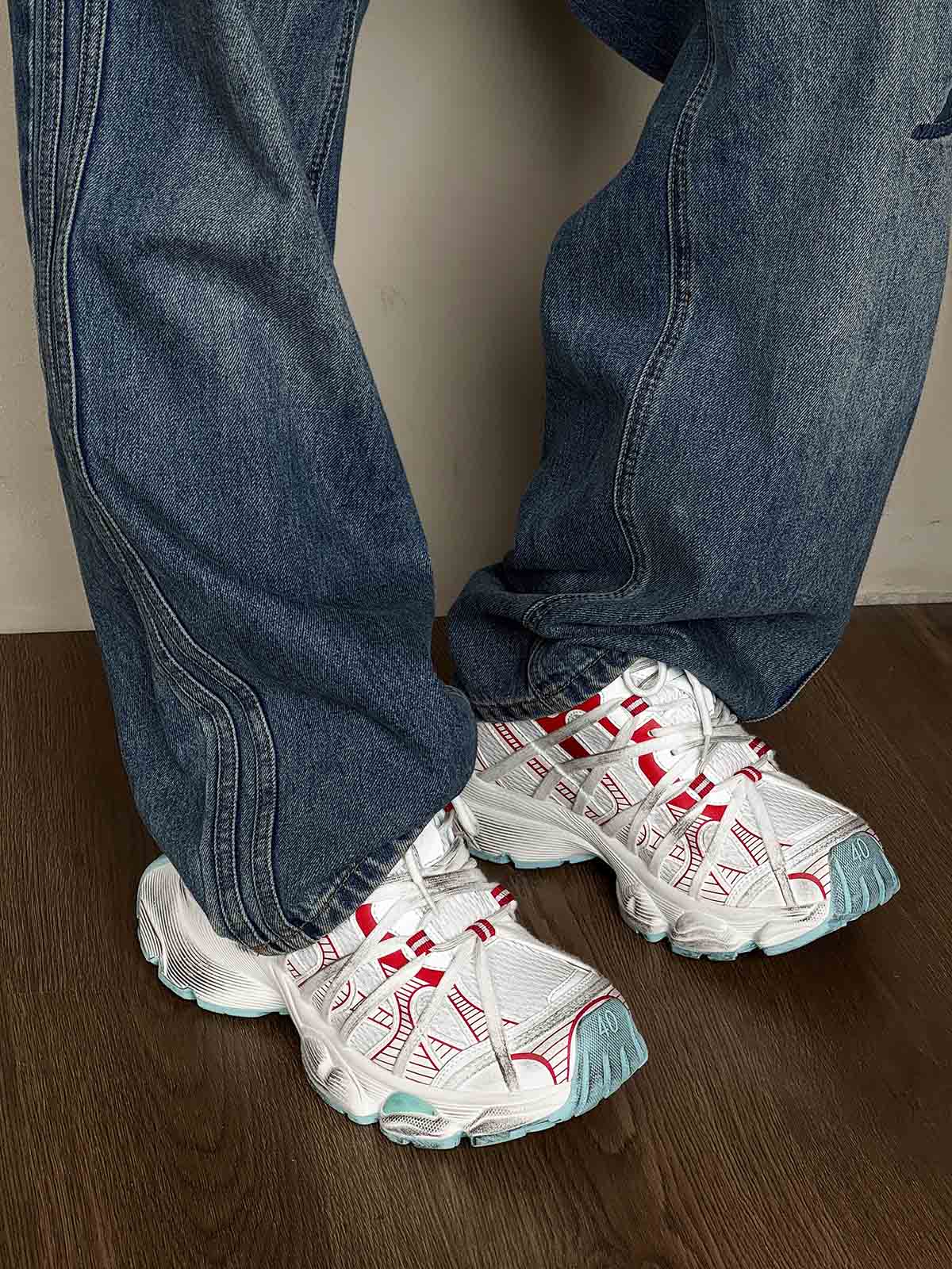 Breathable Mesh Lace-up Dirty Chunky Sneakers