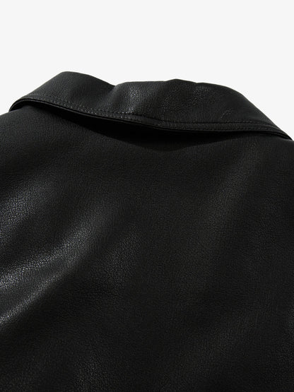 Stylish Black Leather Jacket with Zipper Detail for Modern Fashionistas