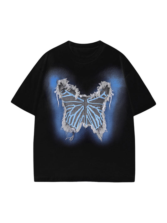 Butterfly Patch Embroidered Graphic T-Shirt