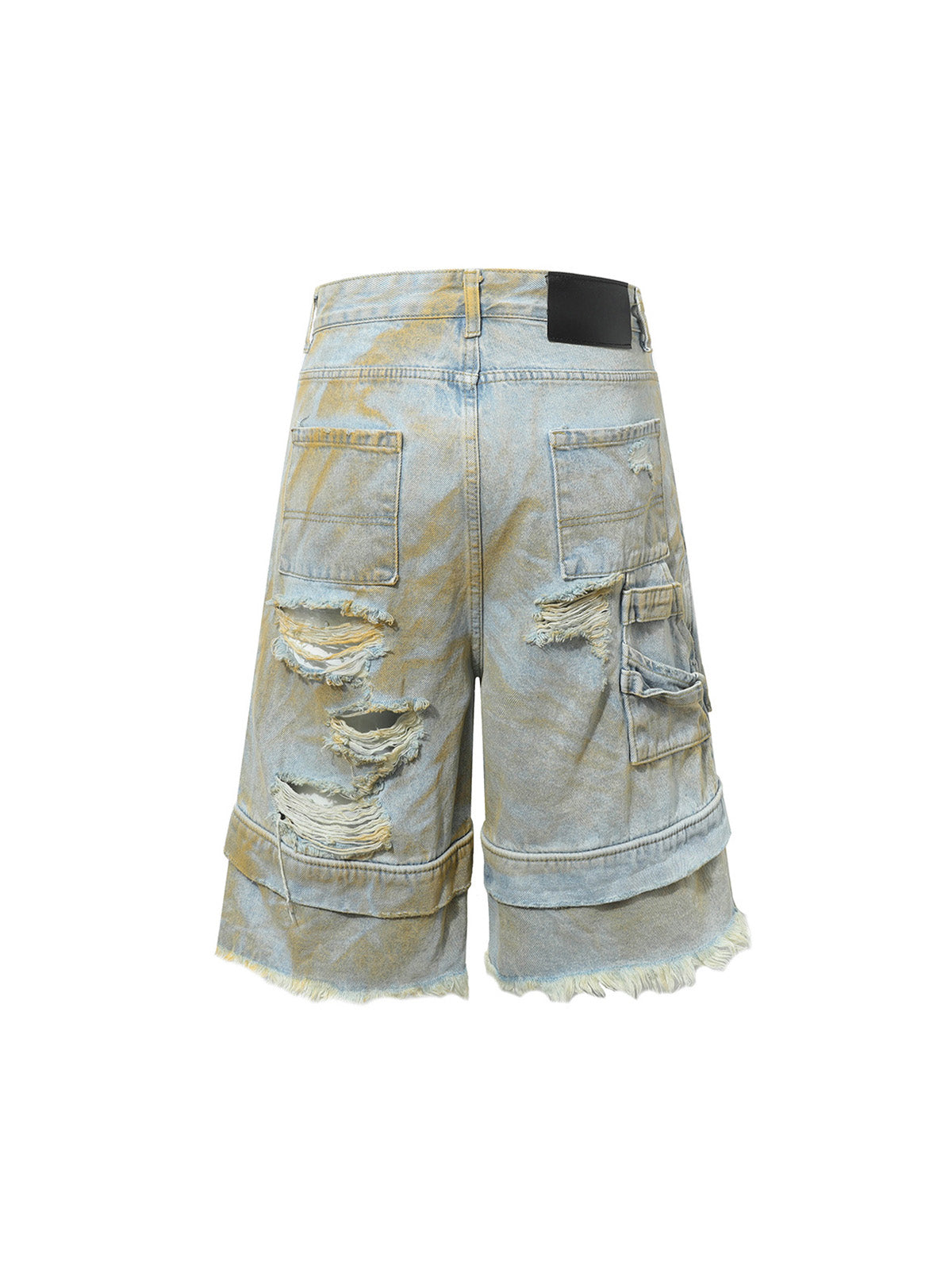 Distressed Tie-Dye Denim Shorts