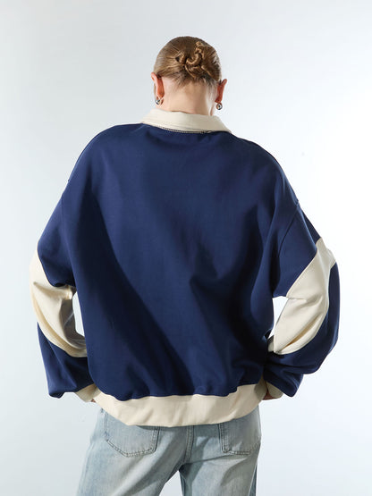 Original Racing Style Print Lapel Sweatshirt