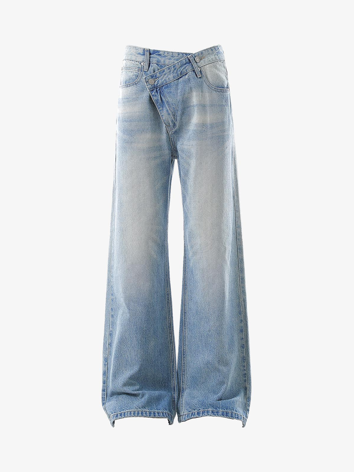 Belt Dislocation Creative Washed Jeans