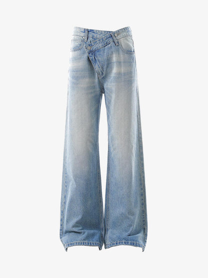 Belt Dislocation Creative Washed Jeans
