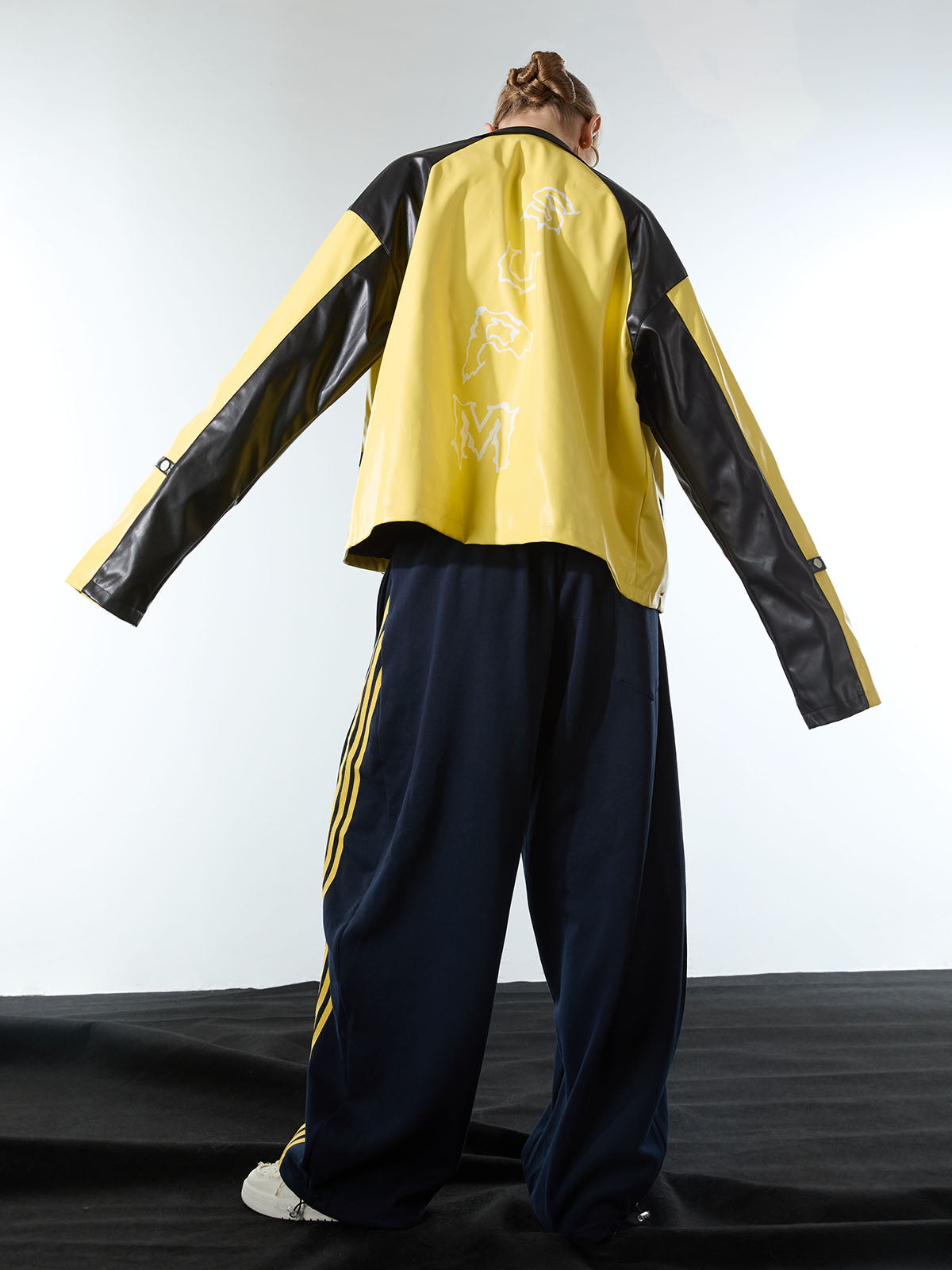 Fleece Vintage Side Stripe Drape Paratrooper Machete Wide Leg Pants - 2488