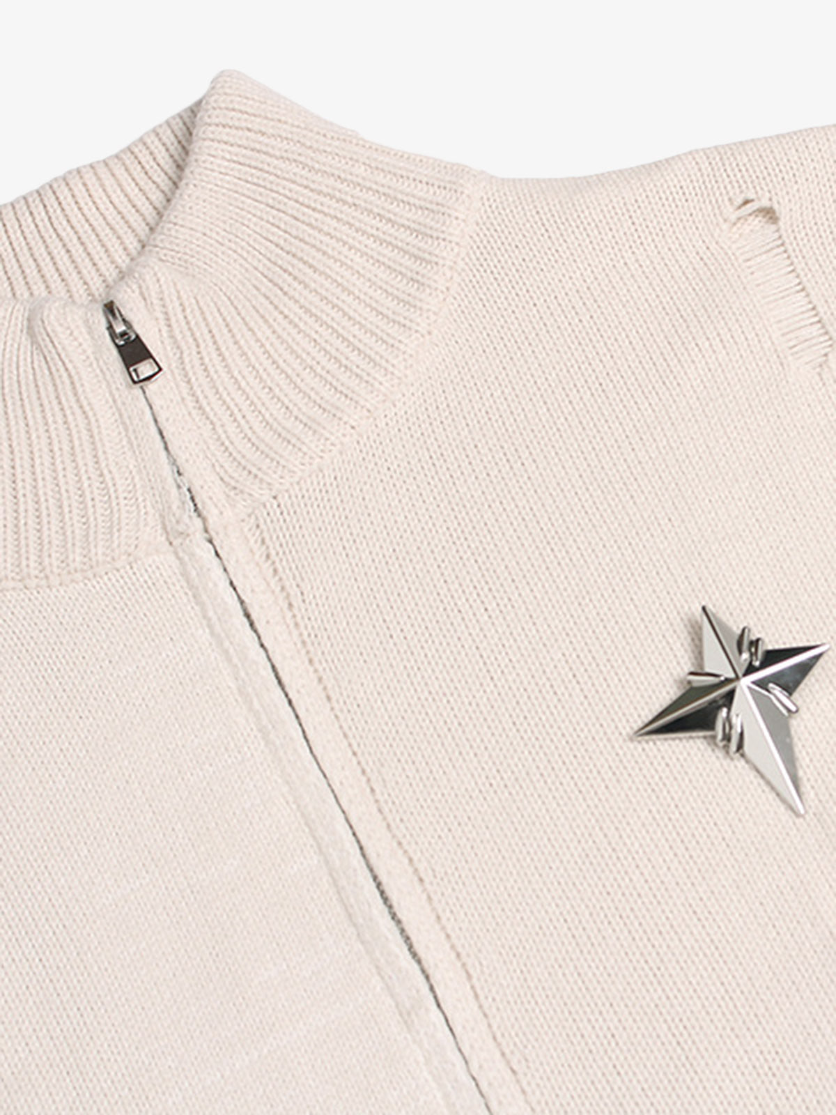 2024 Spring/Summer Star-Embellished Zip-Up Sweater and Cap Set
