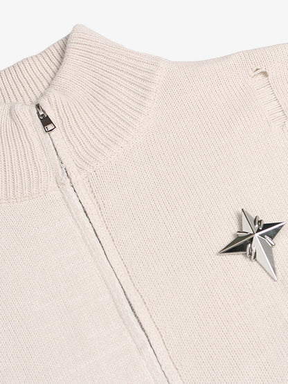 2024 Spring/Summer Star-Embellished Zip-Up Sweater and Cap Set