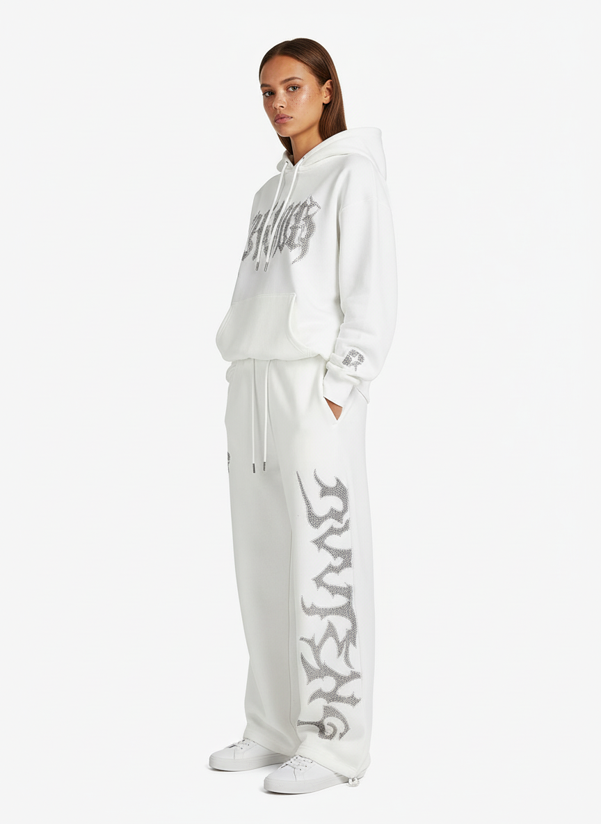 High Street Rhinestone Hip-hop Wide-leg Sweatpants