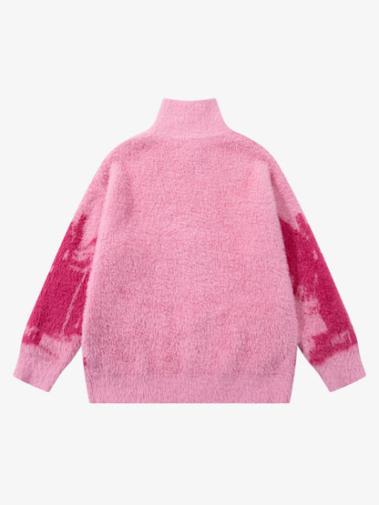 Cozy Pink Patterned Sweater for Women - Perfect for Casual and Festive Occasions