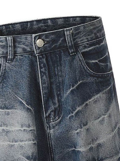 Retro Neutral Washed Straight Jeans - 2261