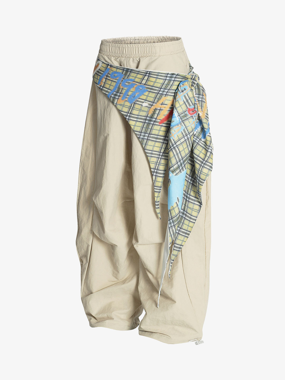 Stylish Wide-Leg Pants with Plaid Overlay for Modern Fashionistas