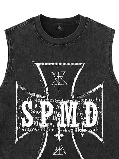 Original Distressed Cross Graphic Vest