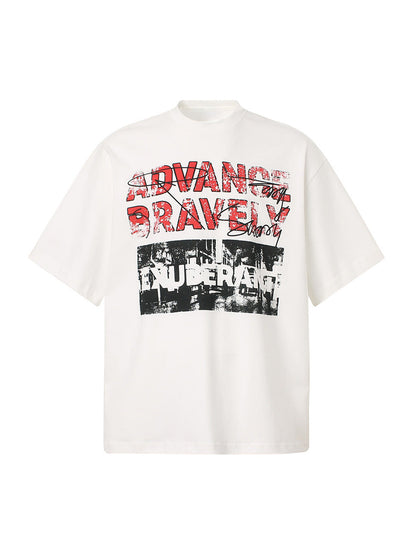 Bold "Advance Bravely" Graphic T-Shirt