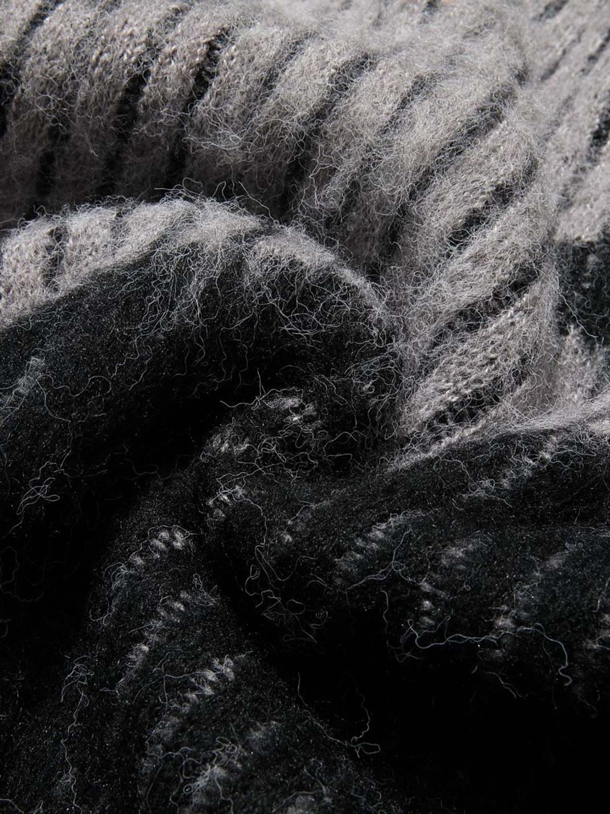 Knitted Fleece Cardigan Irregular Pattern Sweater