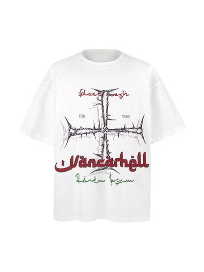 Street Cross Print T-Shirt