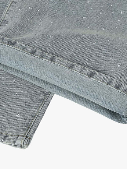 Sparkling Wide-Leg Denim Trousers for Stylish Comfort