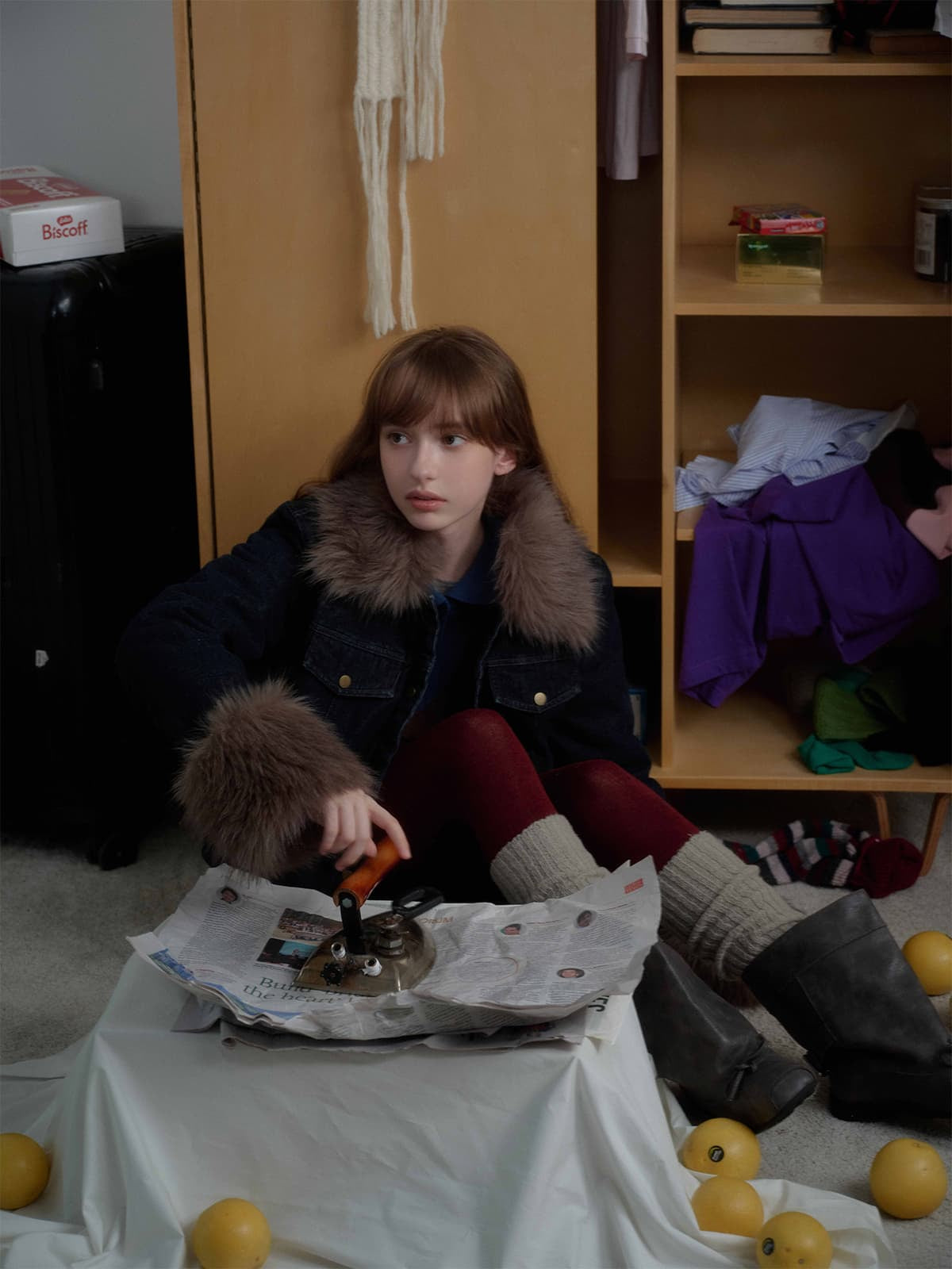 Winter-Ready Corduroy Jacket with Faux Fur Trim for Men