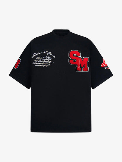 Retro Motorcycle Style Heavy Patch Embroidered T-shirt