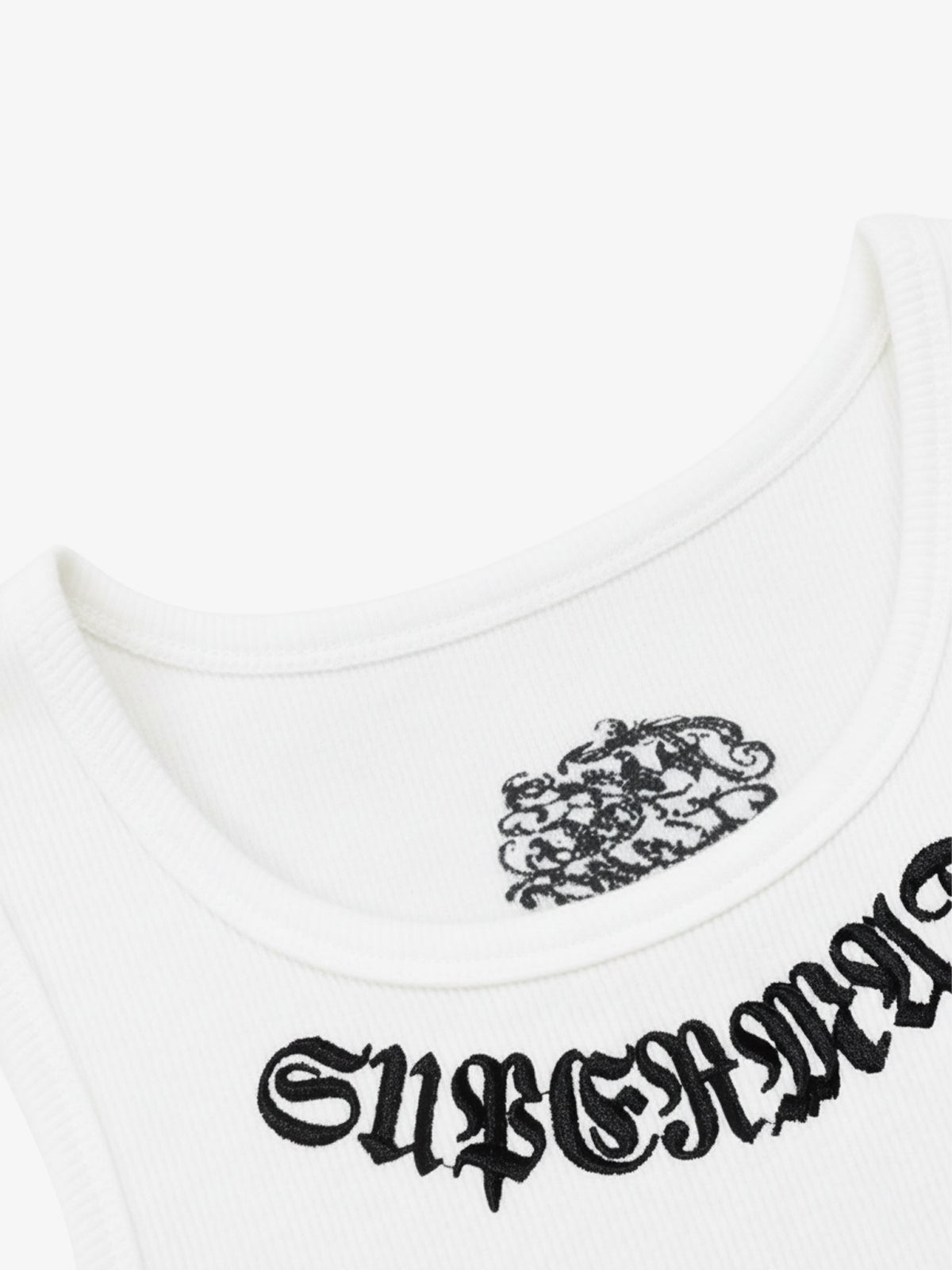 Gothic Lettering Embroidered Ribbed Vest
