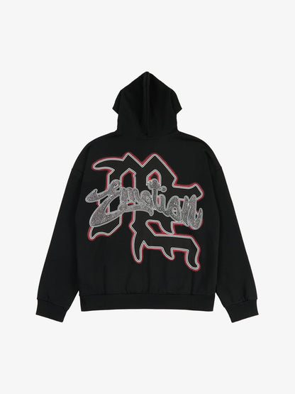 Retro Hip-Hop Cupid Rhinestone Zip Up Hoodie