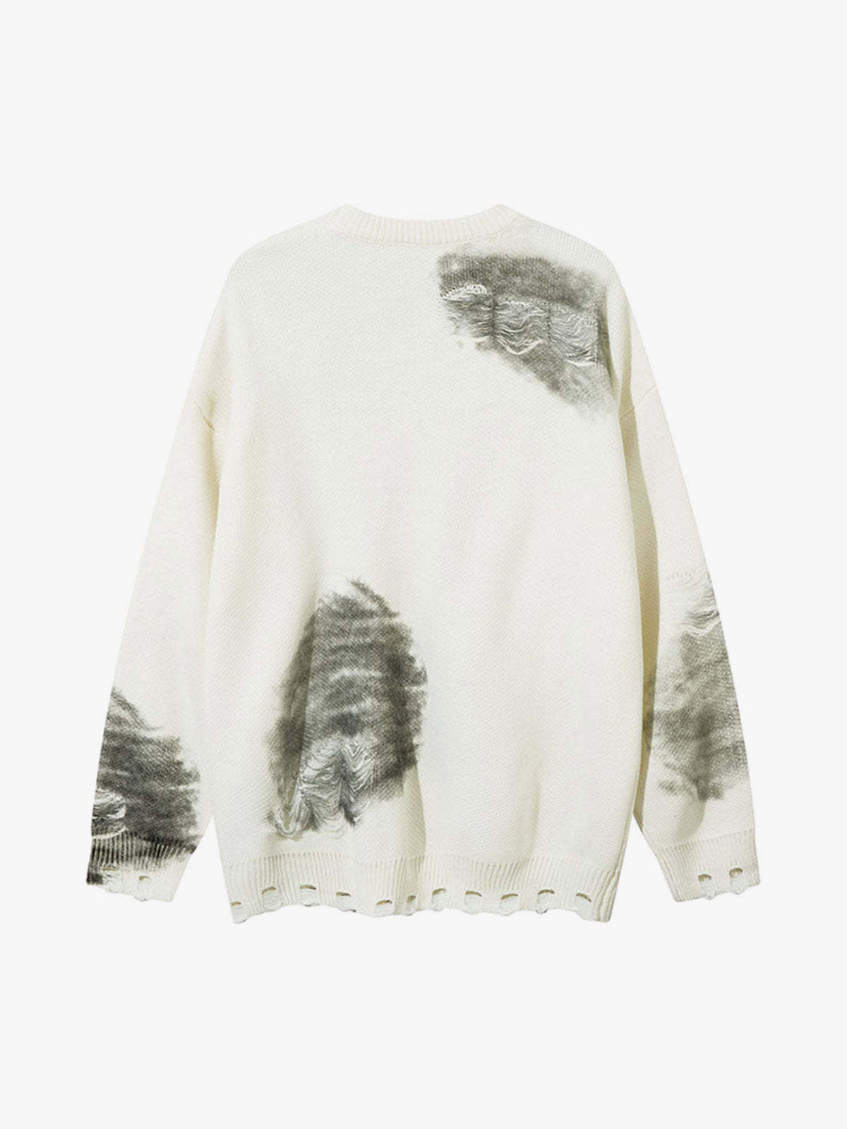 Chain Jacquard Spray-Painted Hole Round Neck Sweater