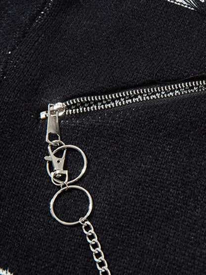 Retro Distressed Zipper Sweater