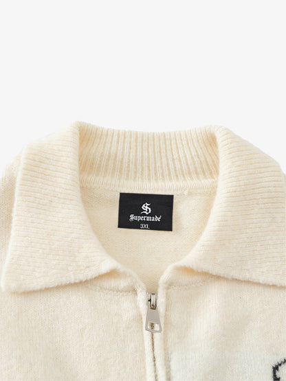 Stylish Star-Embellished Zip-Up Sweater for Casual Elegance