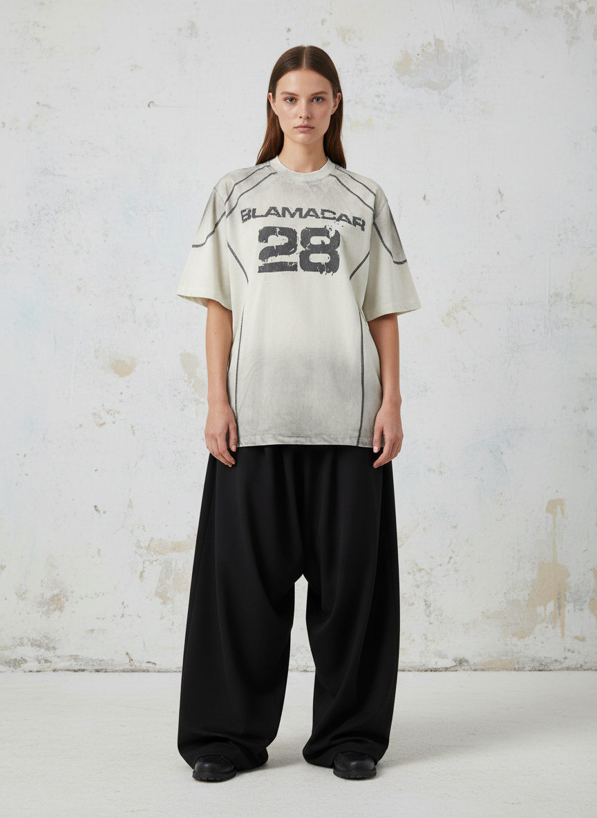 Suede 90 Digital Printed V-Neck Short Sleeve T-Shirt