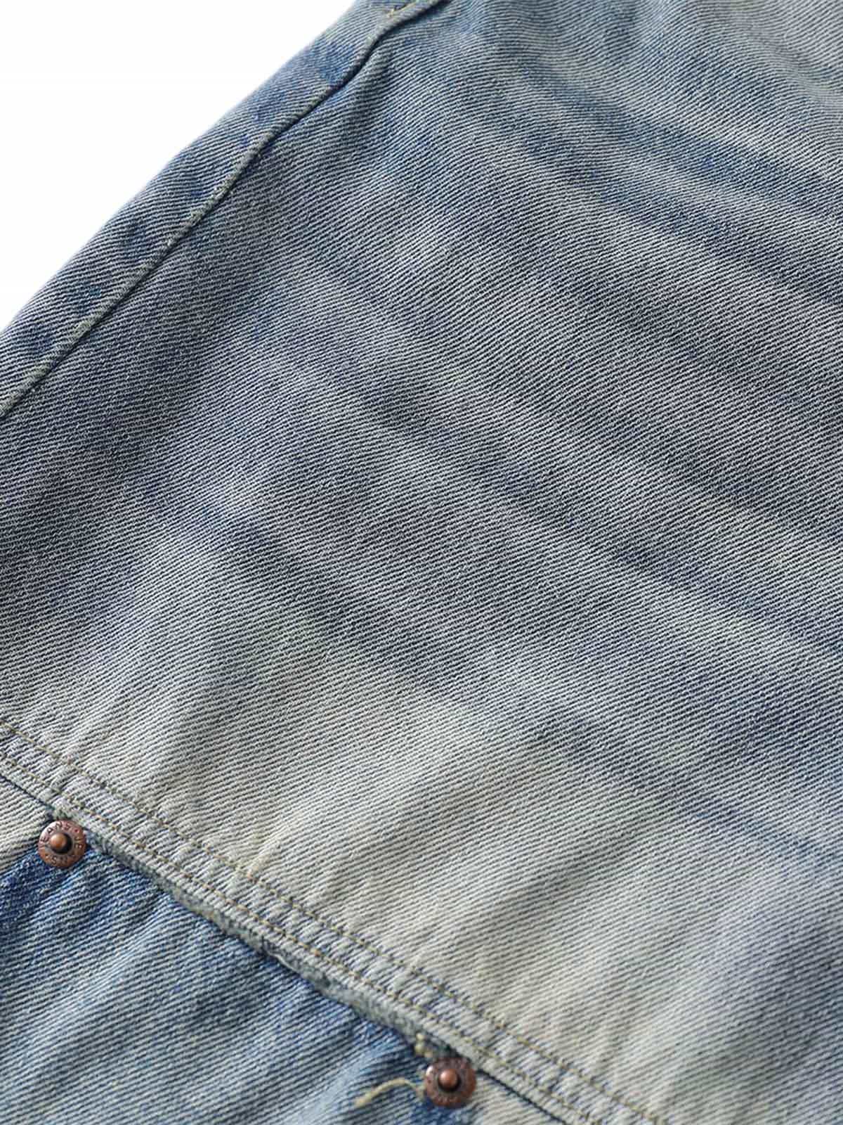 Thesupermade American Vintage Washed Patchwork Raw Edge Cropped Jeans