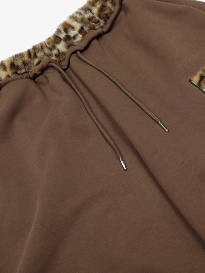 Leopard-Trimmed Wide-Leg Lounge Pants with Unique Print Design