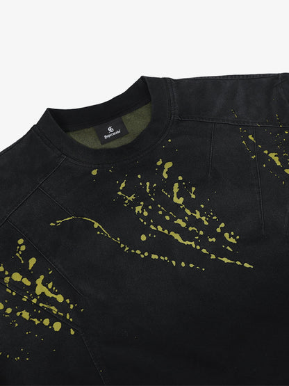 Stylish Black Long Sleeve Top with Pink Splatter Design for Modern Fashionistas