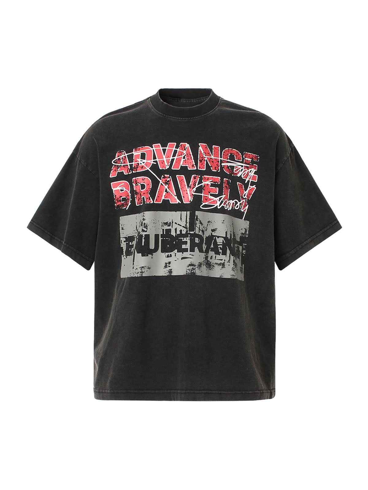 Bold "Advance Bravely" Graphic T-Shirt