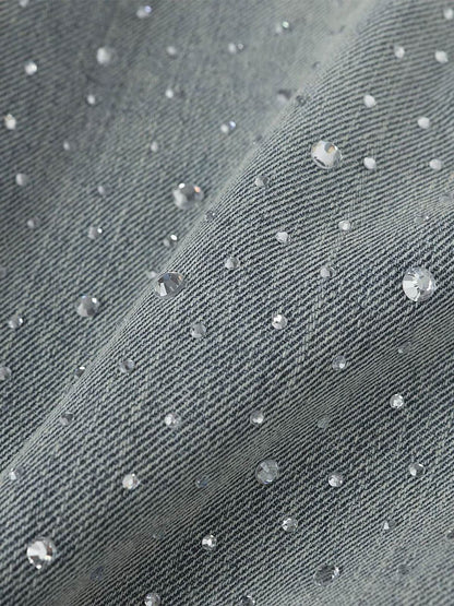 Sparkling Wide-Leg Denim Trousers for Stylish Comfort