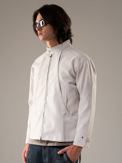 Stylish White Zip-Up Jacket for Modern Men - Perfect for Casual and Semi-Formal Occasions