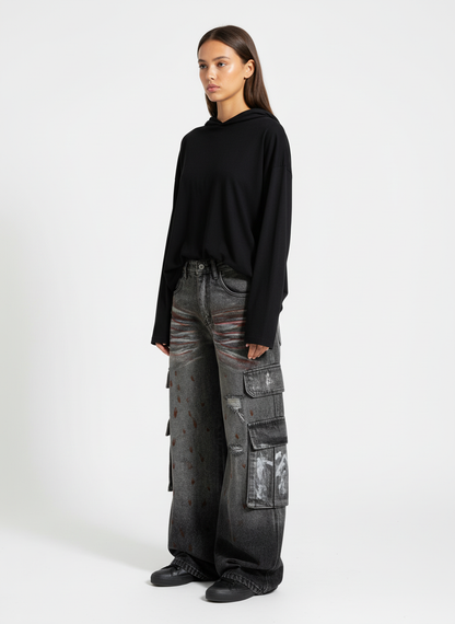 Wasteland Heavy Washed Distressed Tie-Dye Work Jeans