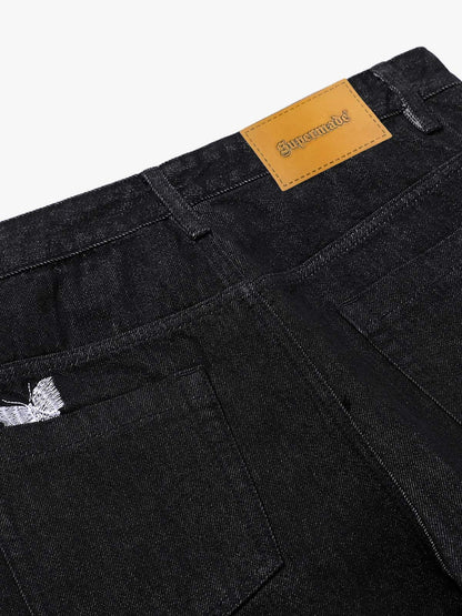 Butterfly Embroidered Scimitar Jeans