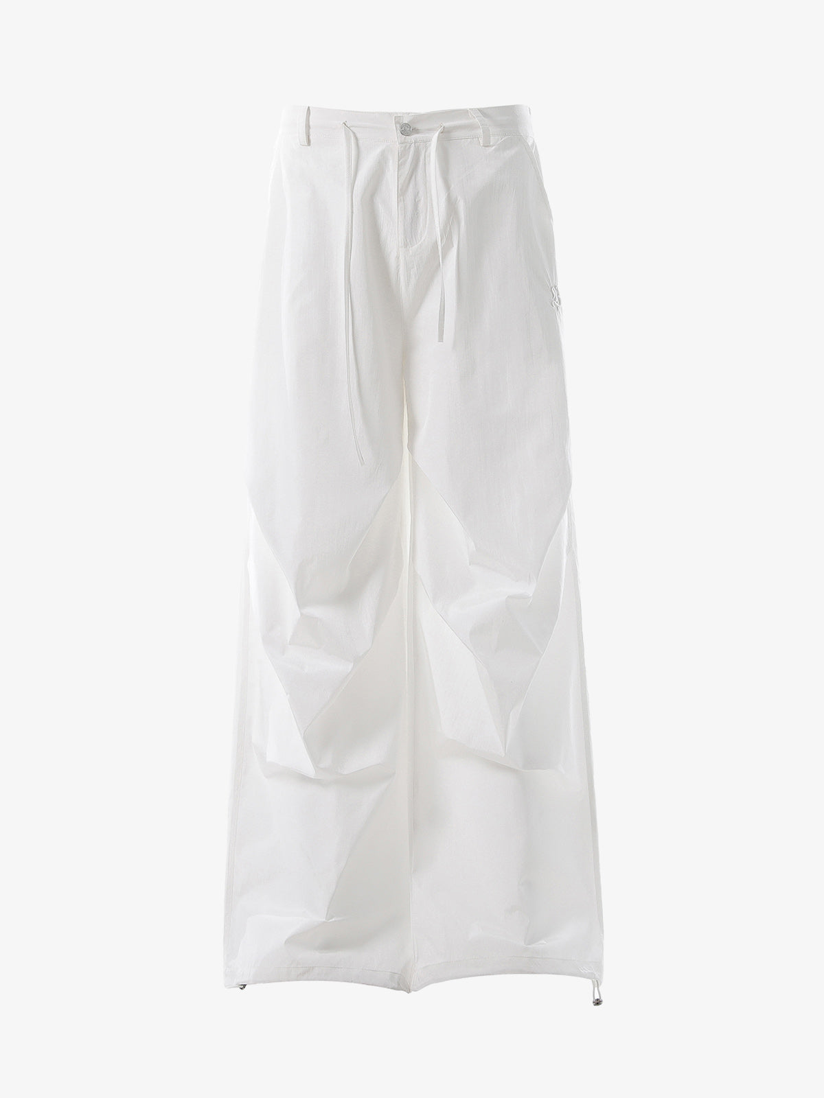 Vintage Drawstring Draped Embroidered Wide Leg Pants