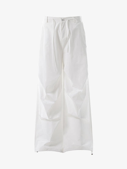 Vintage Drawstring Draped Embroidered Wide Leg Pants