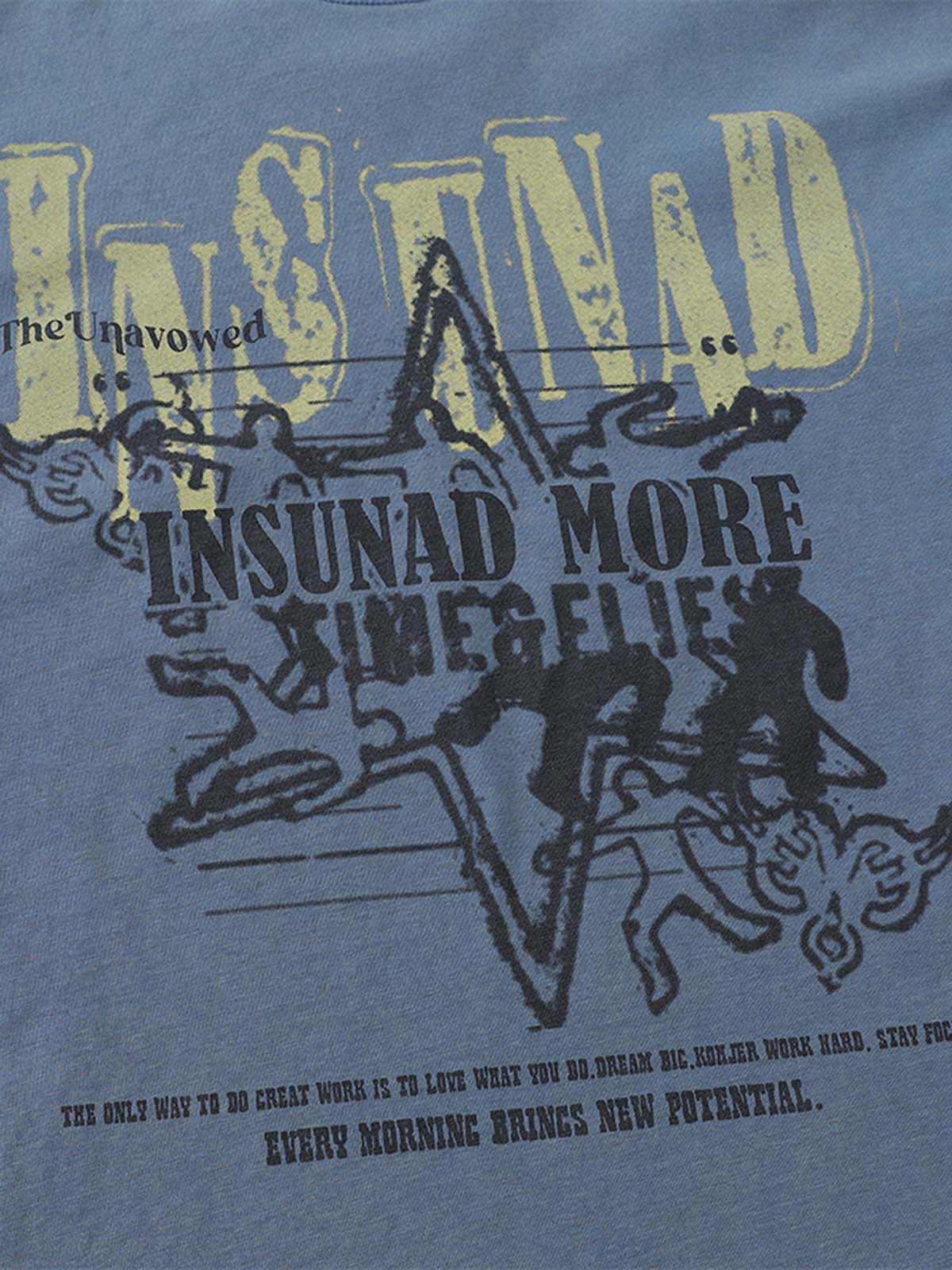 Street Color Matching Faux Two-piece Printed T-shirt