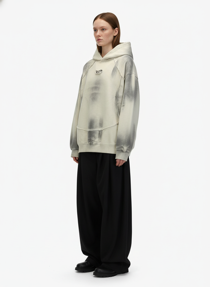 Hip-Hop Wasteland Ink-Dyed Raw Edge Hoodie