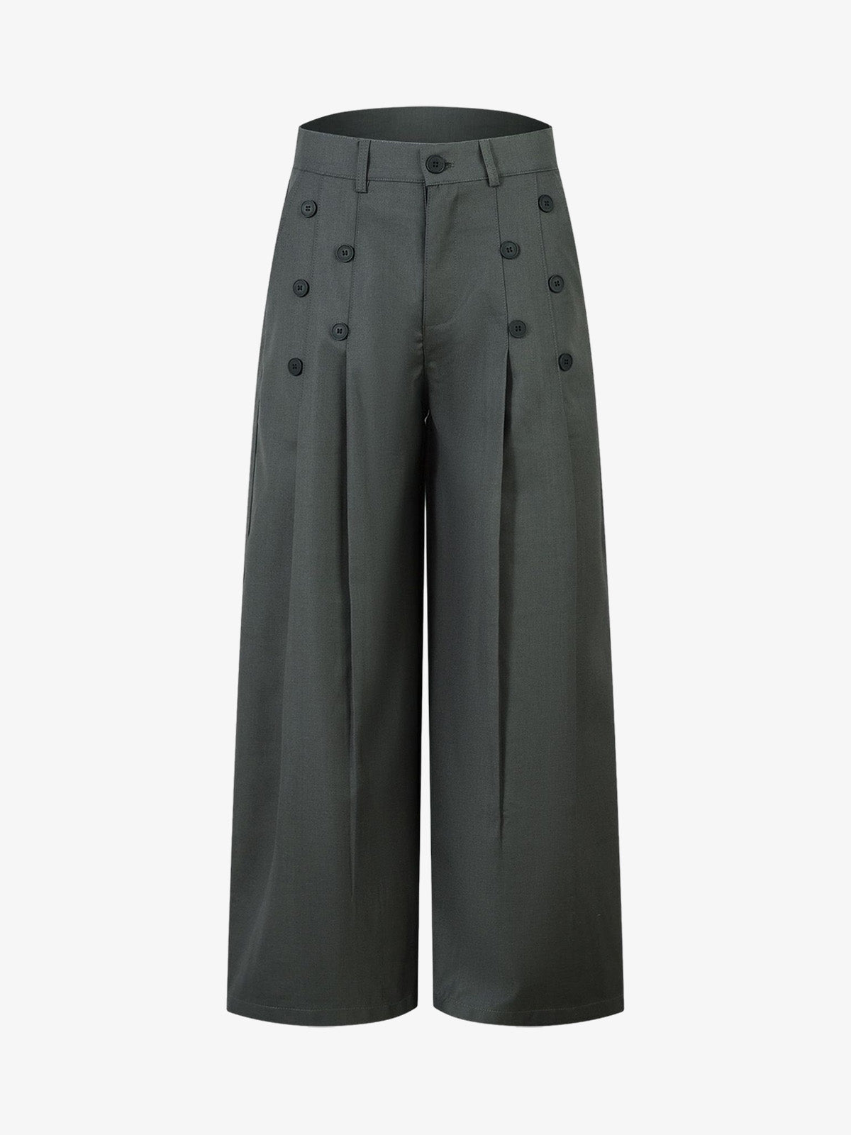 Thesupermade Double-Button Design Pleated Suit Casual Pants