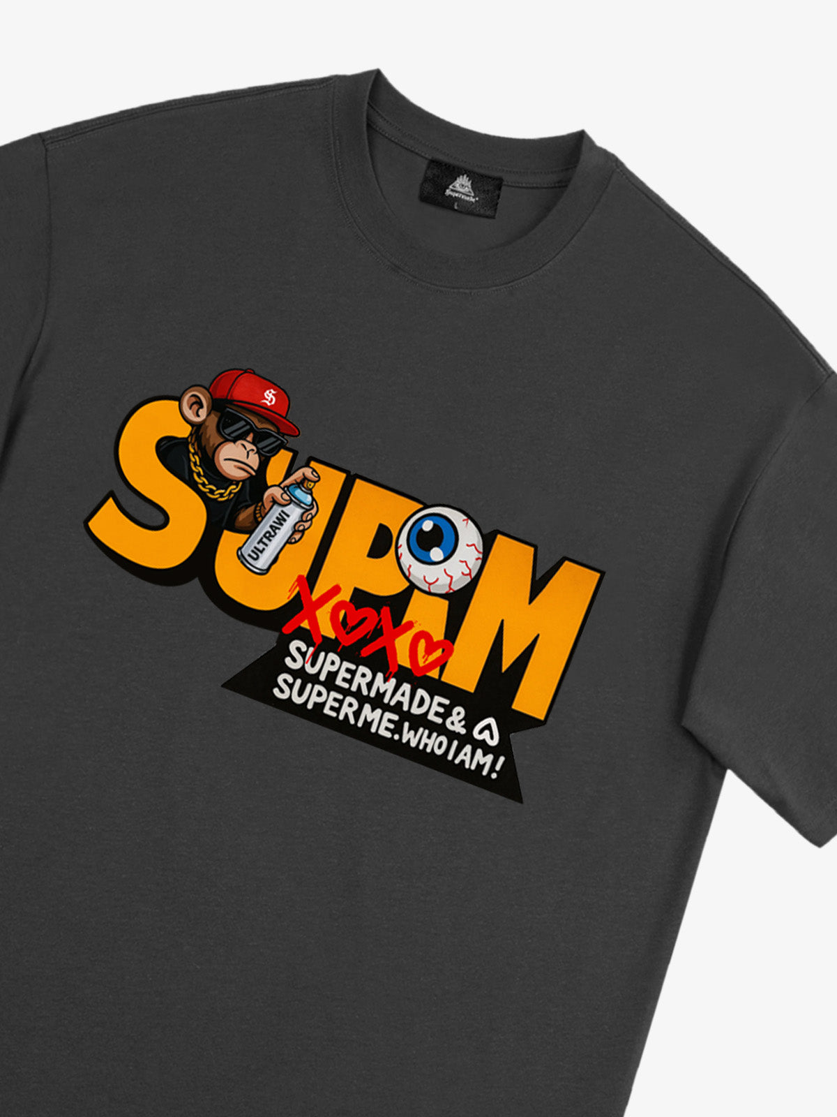 Supermade Trendy Hip-Hop Monkey Graffiti Font T-Shirt