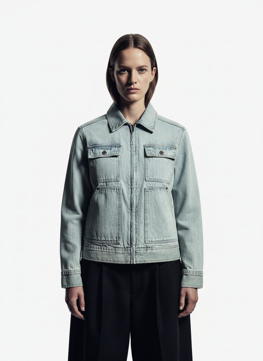 Vintage Light Wash Workwear Denim Jacket