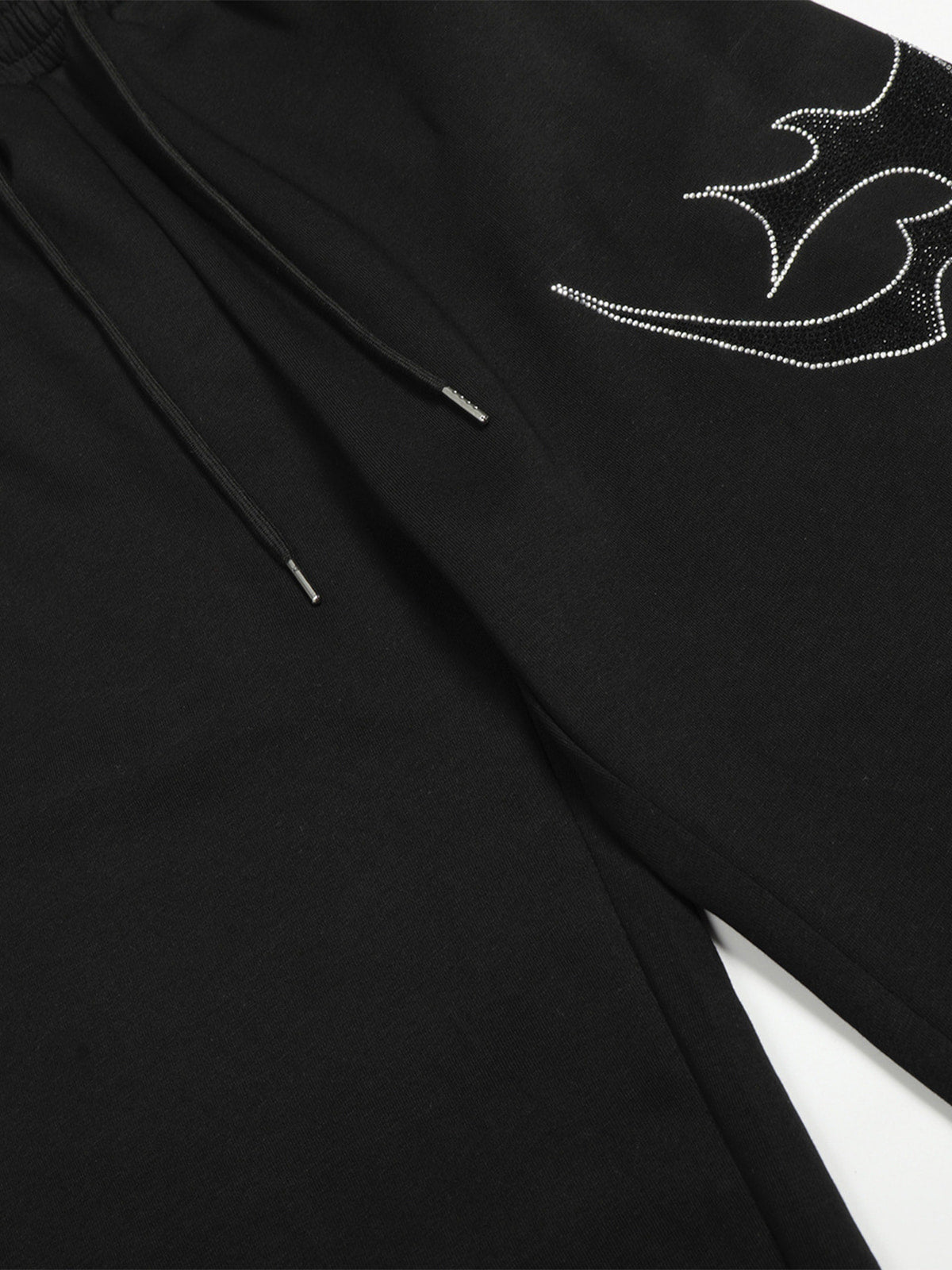 Stylish Black Wide-Leg Pants with Unique Embroidered Design for Casual Wear