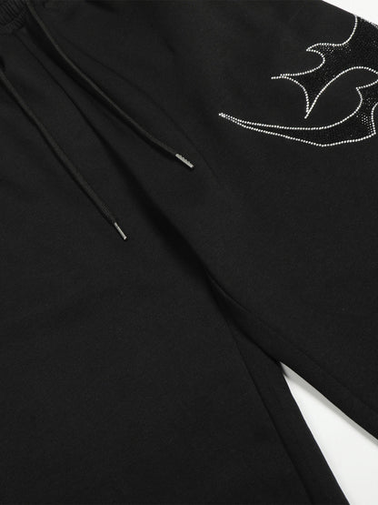 Stylish Black Wide-Leg Pants with Unique Embroidered Design for Casual Wear