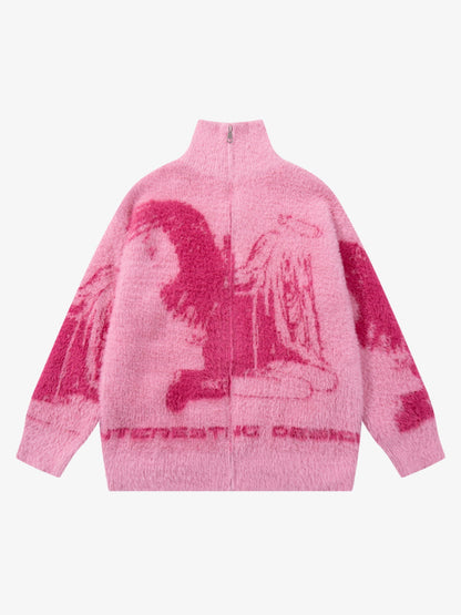 Cozy Pink Patterned Sweater for Women - Perfect for Casual and Festive Occasions