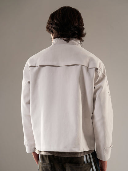 Stylish White Zip-Up Jacket for Modern Men - Perfect for Casual and Semi-Formal Occasions