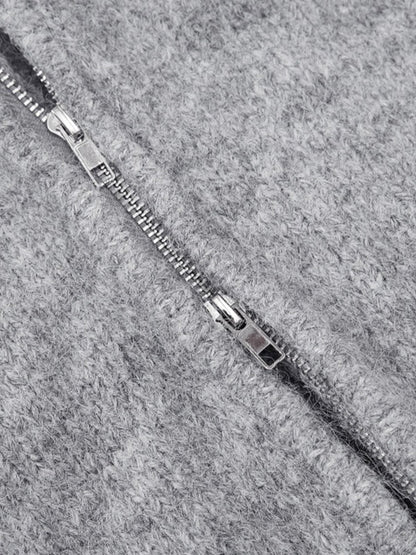 Stylish Star Pattern Zip-Up Knit Cardigan for Women