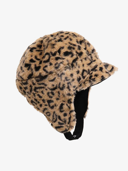 Retro Leopard Plush Earmuff Winter Hat
