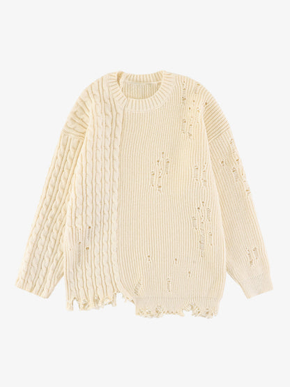 Cable Knit Crochet Hole Sweater